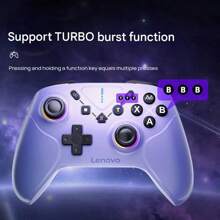 Lenovo Kabelloser Gamecontroller S06 Dual Hall Rocker Sechs-Achsen-Gyroskop Unterstützt somatosensorisches Spielerlebnis Unterstützt TURBO-Burst-Funktion Komfortabel, rutschfest und berührungssicher Lila