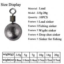 Topline Tackle 10pcs/Lot Fishing Weights Sinkers 3.5g 5g 7g 10g 14g Fishing Sinker Fishing Tackle Accessories