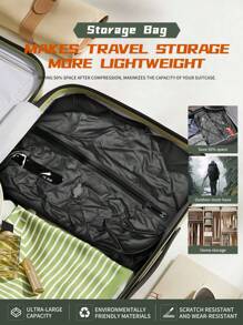 1pc VACUUM COMPRESSION BAG FOR TRAVEL BUSINESS TRIP OUTDOOR STORAGE GYM BAG SEASONAL CHANGE STORAGE AIRTIGHT ZIPPER WATERPROOF NYLON FABRIC Travel Essentials Travel Accessories Travel Bag Vacation Holiday Back To School School Stuff Packing Cubes Dorm Room Essentials College