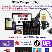 Podcast Microphone Bundle, BM-800 Condenser Mic With Live Sound Card Kit, Podcast Equipment Bundle With Voice Changer And Mixer Functions For PC Smartphone Studio Recording & Broadcasting - màu đen - Xem 4