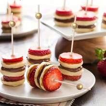 200/100/50/20/10 pezzi Spiedini in bambù dorati con perla, adatti per decorare tavoli, dessert, spiedini di frutta per feste, compleanni, matrimoni, club, frutta, cupcake, hamburger, barbecue, snack, stuzzicadenti in legno per frutta da 4,72 pollici