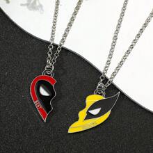 bandai 2pcs Movies Deadpool & Wolverine Necklace Fashion For Best Friend Gifts Pendant Necklace Cool Handmade DIY Pendant Accessories