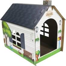 Cardboard Cat House Hideaway Playhouse With Cat Scratcher Scratching Pad 19"L X 13"W X 17"H - Adoption Truck Cat House - View 7