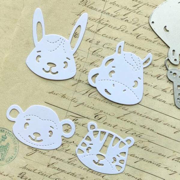 1Set Funny Animal Faces Metal Cutting Dies, New Arrival Die Cuts, Embossing Stencils For DIY Crafting Scrapbooking Supplies, Template Mould, Photo Album Decorative Paper Die Cuts For Card Making, DIY Craft Decoration