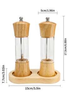 1pc/2pcs/3pcs Oak Acrylic Transparent 6 Inch Oak Pepper/Spice Grinder - Pepper/Spice Mill - Multifunctional Condiment Jar Kitchen Tool'