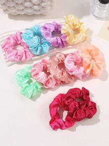 11pcs Simple Casual Girl Style Solid Color Hair Scrunchies/Headbands, Suitable For Girls Daily Use, Washing Face, Makeup, Random Color Shipped - Multicolor - View 3