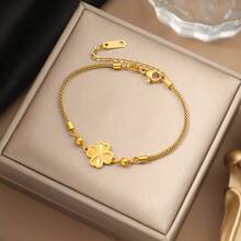 1 件不锈钢双面“福气”设计手链，轻巧、奢华、创意新中式风格，高端时尚女士配饰 - 咖啡豆好運腳鍊 - 查看 22