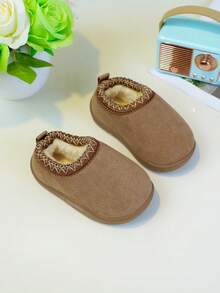 1 双幼儿时尚平底靴，纯色，可爱，一脚蹬，舒适软底，保暖，适合男婴和女婴（尺码偏小，建议订购大一码） - 棕色 - 查看 7