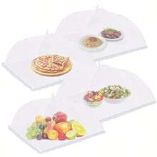 2pcs Large Pop-Up Mesh Food Covers, White Nylon & Plastic Breathable Collapsible Food Umbrella Tents, Ideal For Outdoor Dining, Camping, BBQ, Insect-Free Cooking Parties, Picnics, Ramadan - Foldable & Washable | Perfect For Outdoor Picnics, BBQs And Gatherings | Insect-Proof | Transparent Mesh Design | Portable Food Gazebo (Color & Style Randomly Sent) - White - View 8