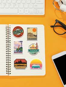 50/65 piezas Pegatinas de viajes alrededor del mundo, pegatinas de vinilo de países y ciudades del mundo, diseño de mapa de viajes, resistentes al agua, para decoración escolar, suministros de maestros, recompensas de comportamiento y decoración DIY - Multicolor - Ver 4