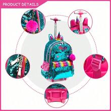 Set de 3 piezas Carrito de cuentas, Mochila con carrito multifuncional, de moda y conveniente, con ruedas, adecuado para niñas. - Tirador con cuentas para mujer - Ver 5