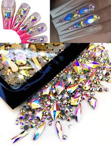 Verpackte ultra-glänzende Nagelkunst Diamanten: Sortierte japanische frische girly Stile, DIY tragbare Nageldekoration für Make-up, Schul-Zubehör, Zuhause/Urlaub/Reise unverzichtbares funkelndes Diamant-Accessoire