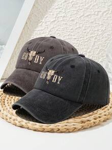 1 件装男士 Bull HODY 水洗复古字母印花休闲棒球帽，运动户外涤纶帽，春秋季 - 多色 - 查看 14