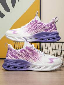 Women's Colorful Gradient Lace-Up Thick Sole Casual Sports Shoes, Comfortwable, Breathable, Shock-Absorbing, Suitable For Outdoor, Running, Fitness, Walking. A Great Gift For Christmas, New Year, Valentine's Day