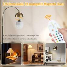 Rechargeable Smart Light Bulb With Remote And Timer,Battery Operated Light Bulb For Sconces And Lamps,Detachable Charging For Non-Hardwired Fixture, 3 Color Temperatures + 12 RGB Colors,1/2pcs E26/27