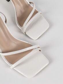 Women's Sexy Celebrity Style High Heel Sandals, 9cm Heel Height, Peep Toe, Ankle Strap, Lace Up, White, Spring/Summer, Party/Wedding, Elegant (Stone Textured Asymmetric Pattern)