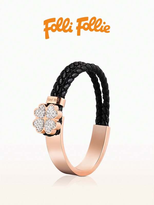 Folli Follie Bracelets For Women Titanium Steel Bracelet Four-Leaf Clover Bracelet Simple Design Style Exquisite Jewelry Lucky Symbol Jewelry Gift For Women