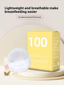 100pcs Disposable Nursing Pads, Soft & Super Absorbent Breast Pads, Essential For Breastfeeding Mothers, Postpartum Milk Leakage Pad, Necessities For Newborn Baby Boys And Girls - Yellow - View 2