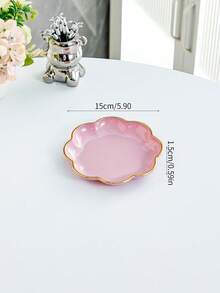 1pc Gold-Plated Sakura Flower Plate, For Appetizer Plate, Snacks, Desserts, Fruit, Jam, Unique Tableware, Kitchen Accessories, Sauce Dish, Mini Bowl, Suitable For Restaurant And Home Kitchen - Dusty Pink - View 17