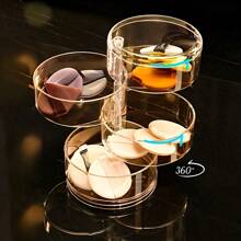 1pc 3/4/5-Tier Acrylic Jewelry Organizer Box With 360° Rotating Compartments, Transparent Dustproof Lid - Multi-Use Desktop Storage For Earrings, Bracelets, Necklaces, Makeup & Accessories - Perfect Gift For Women, Mom For Women Storage Organizer Travel Essentials Gift Back To School
