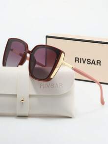 RIVSAR 时尚女士猫眼金属框偏光太阳镜，优雅户外休闲派对旅行夏季猫眼圆形珠宝太阳镜，高端品牌节日礼品精品太阳镜，情人节圣诞节万圣节，送礼首选 - 彩色 - 查看 12