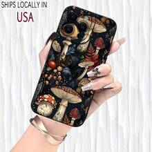 Mushroom Pattern Phone Case, Anti-Drop Cellphone Protective Case, Total Protective Shockproof Mobile Phone Cover For IPhone 11 12 13 14 15 16 Pro Max - 黑色 - 查看 3