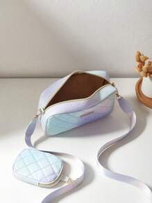 1pc Girl's Mini Wavy Pattern Embossed Letter Bag, Mobile Phone Bag Coin Purse