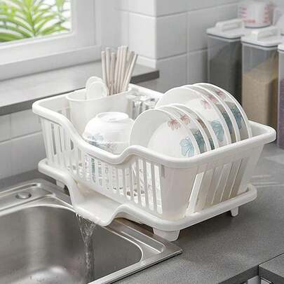 Kitchen Drainage Rack With Drainer Board Countertop Utensils Plates Chopsticks Bowls Spoons Storage Dish Drying Rack