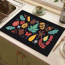 1 pieza Posavasos de silicona con impresión de carta navideña, hombre de jengibre y caramelos, antideslizante y muy absorbente, lavable, apto para encimera, cocina, mesa de comedor, decoración navideña