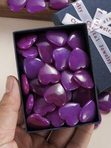 Heart-Shaped Crystal Set - Polished Mini Pocket Stones For Reiki Energy Balance & Meditation - Perfect Valentine's Day Gift For Women With Elegant Gift Box - Màu tím - Xem 1