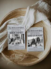 1pc- Customized Newspaper Bridesmaid Proposal Cards, Personalized Customized Photo Bridesmaid Proposal Cards, Bridesmaid Information Cards, You Are Willing To Be My Bridesmaid Card, Thank-You Cards, Bridesmaid Invitations, Create Your Own Card With Text Added, Customized Bridesmaid Commemorative Occasion Cards,Art Activities For Personal Items