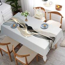 1 pieza Mantel de poliéster, diseño de patrón de pintura de nubes fluidas en color negro y dorado, mantel gris - perfecto para el hogar, la cocina, el restaurante, la fiesta, el festival, el regalo, la boda, la decoración de interiores y exteriores