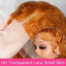 13x4 姜黄色 #350 深波浪戴上并预拔预剪蕾丝假发，适合女士，200% 杰瑞卷曲松散深闭合假发，自然黑色鲍勃假发，混合假发，预拔，非常适合角色扮演/日常穿着/特殊活动 - S350 - 查看 5