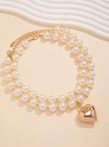 Set de 2 collares con colgante de corazón multicapa de estilo bohemio con cuentas, elegantes regalos de lujo para bodas, fiestas, mujeres y parejas