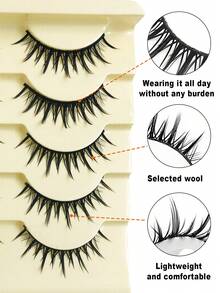 Asiteo 5 Pairs Cartoon Style False Eyelashes, Cosplay Dance Performance Natural 3D Faux Mink Eyelashes, Makeup False Lashes - 尖尾漫畫款 - 查看 4