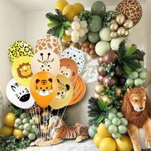 10 Stück Dschungel-Tier Latex-Ballons in leuchtenden Mischfarben, Tiger, Löwe, Giraffe & mehr für Geburtstagsdekoration, Raumdekoration, Wanddekoration, Partyartikel, Sommer-Geschenke, Hochzeit, Strandpartys, Einschulung, Schulbedarf