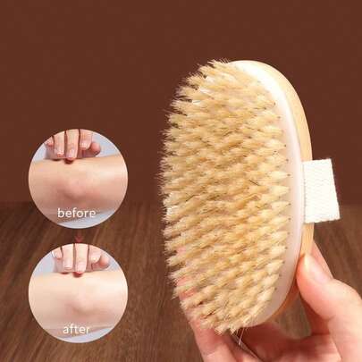 1 Bàn chải tắm SPA lông tự nhiên dùng cho da ướt và khô, dụng cụ mát-xa mềm mại tại nhà.