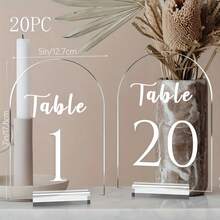 Transparent Acrylic Arch Shaped Table Numbers For Wedding, 12.7 X 17.78 Cm Arch Acrylic Table Number 1-10, With Acrylic Stand, Clear Acrylic Arch Shaped Table Sign, With Base, Reception, Party, Event Decor Summer Birthday Gifts Beach Back To School School Supplies Room Decor - Transparent - View 9