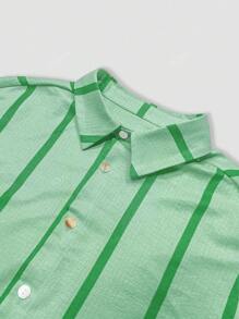 1 pezzo Camicia a maniche lunghe con bottoni e righe, stile casual e comodo, adatto per primavera, estate, autunno, pendolarismo, uso quotidiano, appuntamenti al caffè, feste all'aperto, ritorno a scuola, vacanze