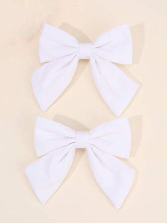 2pcs White Fabric Bow Hair Clips, Alligator Clip Bow Hair Accessories, Elegant Hair Decor, Suitable For Girls, Kids, Toddlers As Daily Gift
