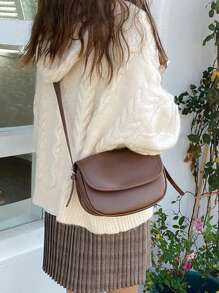 Nuevo bolso bandolera cruzado de estilo silla de montar de color contrastante, bolso pequeño vintage versátil para debajo del brazo