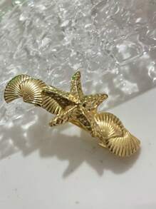 Metal Ocean Series Starfish Shell Clip, Simple Versatile Hair Accessory For Ponytails & Updos,Hair Clips,Hair Barrettes Claw Clips