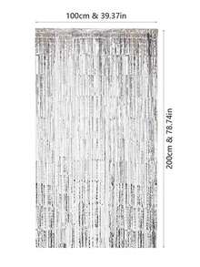 1/3/5/10PCS Silver Metallic Foil Fringe Curtain 1x2M.Shiny Tassel Tinsel Backdrop – Rain Curtain Party Decoration For Birthday, Wedding, Anniversary, Bachelorette, Photo Booth, Wall Backdrop, Event Supplies - Silver - View 11