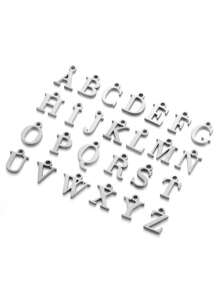 Paquete de 26 piezas de letras mayúsculas del alfabeto A-Z verticales, colgante de joyería DIY, dije perforado creativo para pulsera, collar, accesorios de regalo S128