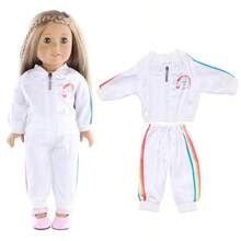 16-18 Inch American Girl Doll Clothes Set, Autumn White Rainbow Doll Outfit 2pcs (Doll Not Included)