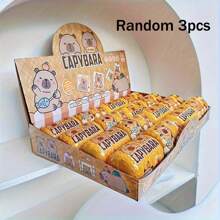 1/3 piezas Llavero con forma de cápsula de Capibara - Diseño de oso de dibujos animados lindo, favor de fiesta amarillo duradero adecuado para decoraciones al aire libre, accesorios para mochilas, regalos para amigos, maestros, empaque de calidad, lindo pequeño regalo