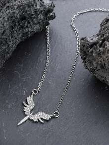 1 件男女通用天使翅膀项链，个性化设计高端休闲配饰，适合万圣节、音乐节和其他节日 - 銀色 - 查看 6