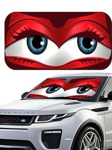 غطاء للزجاج الأمامي للسيارة مزود بظل كارتوني ذو عينين كبيرتين، مناسب للسيارات الرياضية المتعددة الأغراض والسيدان، ملحق داخلي للسيارة لحماية من الشمس الصيفية وعزل الحرارة، مصنوع من بولي إستر قابل للطي والتخزين، إكسسوارات السيارة