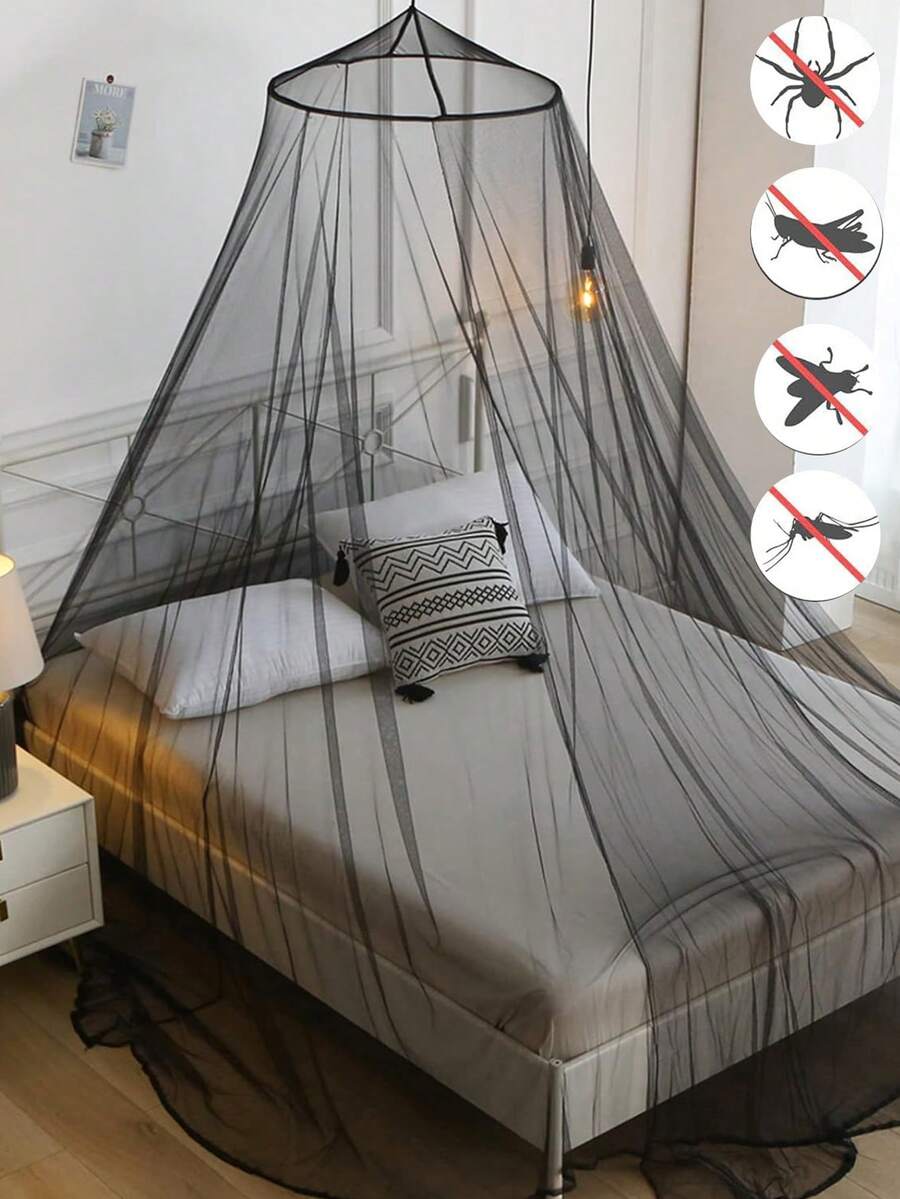 Mosquitera colgante transpirable,mosquiteros con cubierta  cama, decoración habitaciones con cubierta cama,camping al aire libre, toldos colgantes protegidos por insecto - Negro - Ver 1