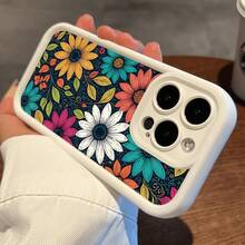 Dopular Retro Floral Pattern Phone Case For IPhone 16 15 14 Pro Max 13 12 11 XR XS Plus Shockproof Full Camera Protection Durable Slim Silicone Cover - Black - View 8